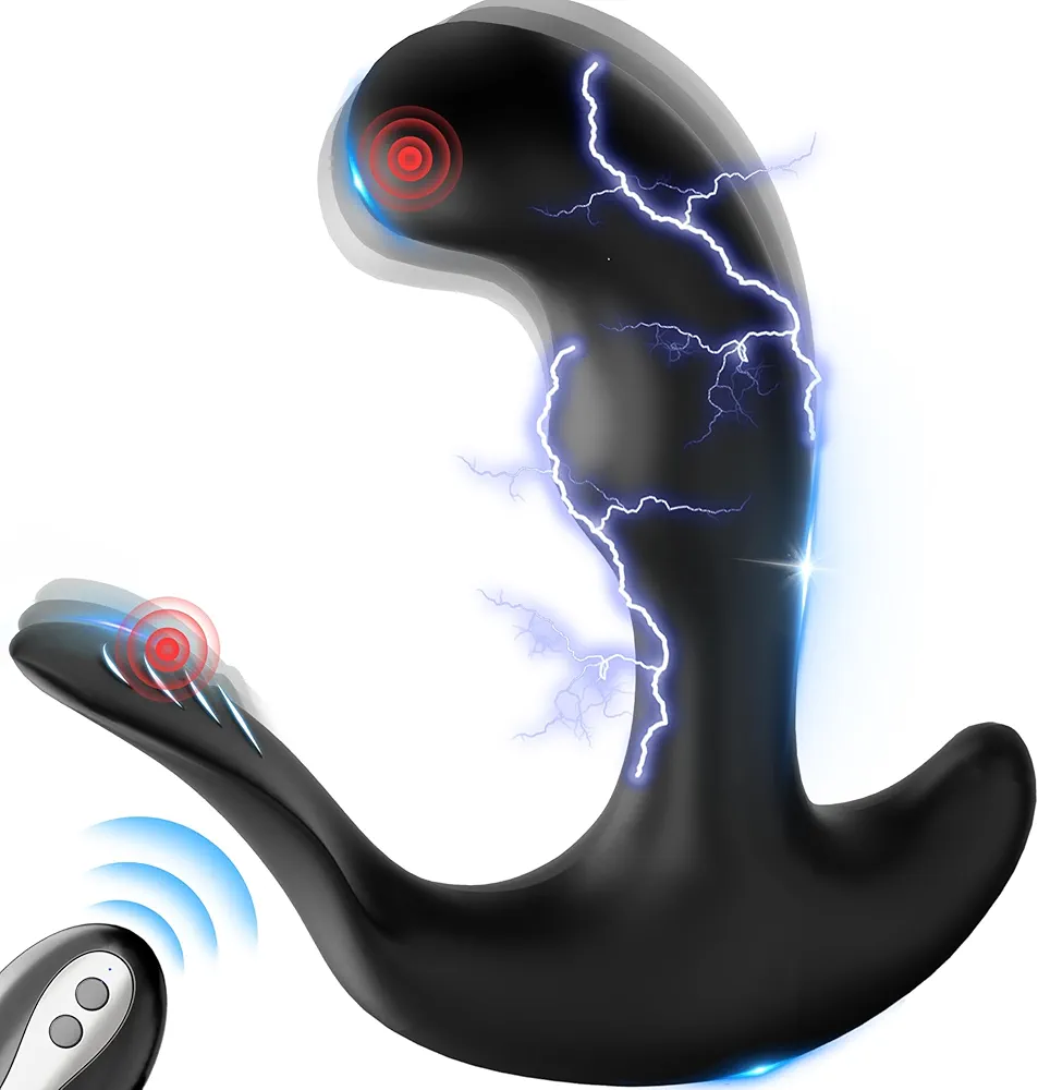 Prostate Massager Vibrating Butt Plug Anal Toy, Estim Anal Vibrators Male Sex Toy with 5 Electric Shock & 10 Vibrating Modes, Remote Control Prostate Vibrator Anal Dildo Adult Toys for Men Gay Women
