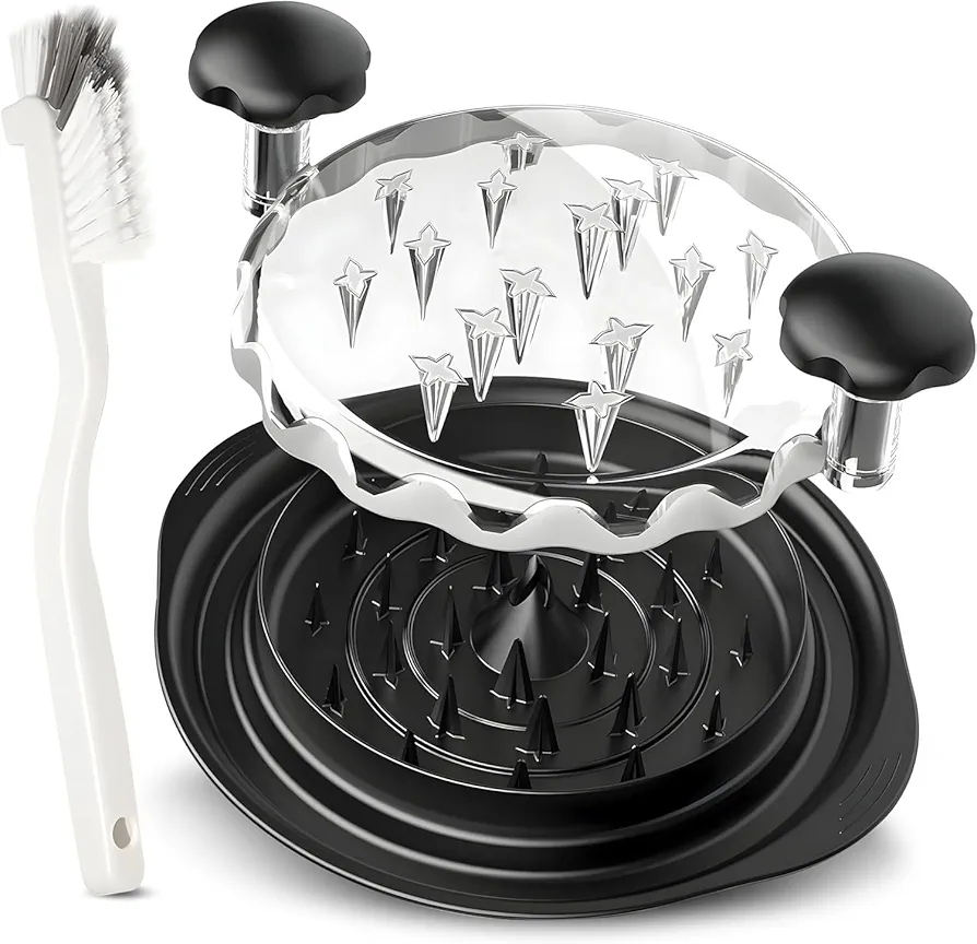 Chicken shredder with brush Chicken shredder tool Rotary stable non-slip BPA-Free Meat shredder tool rotary ergonomic handle Dishwasher washable Meat grinder Clear lid black