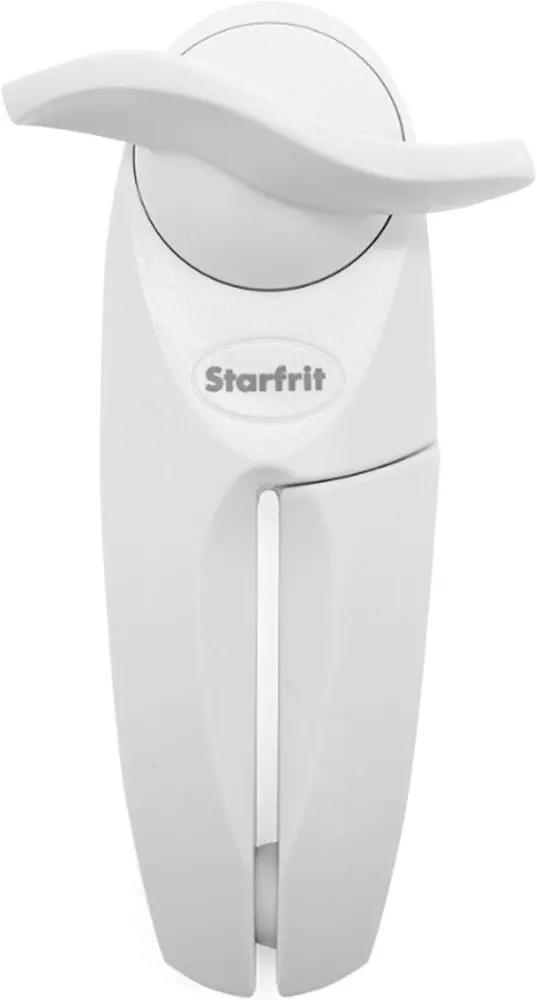 Starfrit Little Beaver Can Opener - Safe - Holds Lid and Leaves No Sharp Edges on Lid - Comfort Grip - 3 year warranty - White