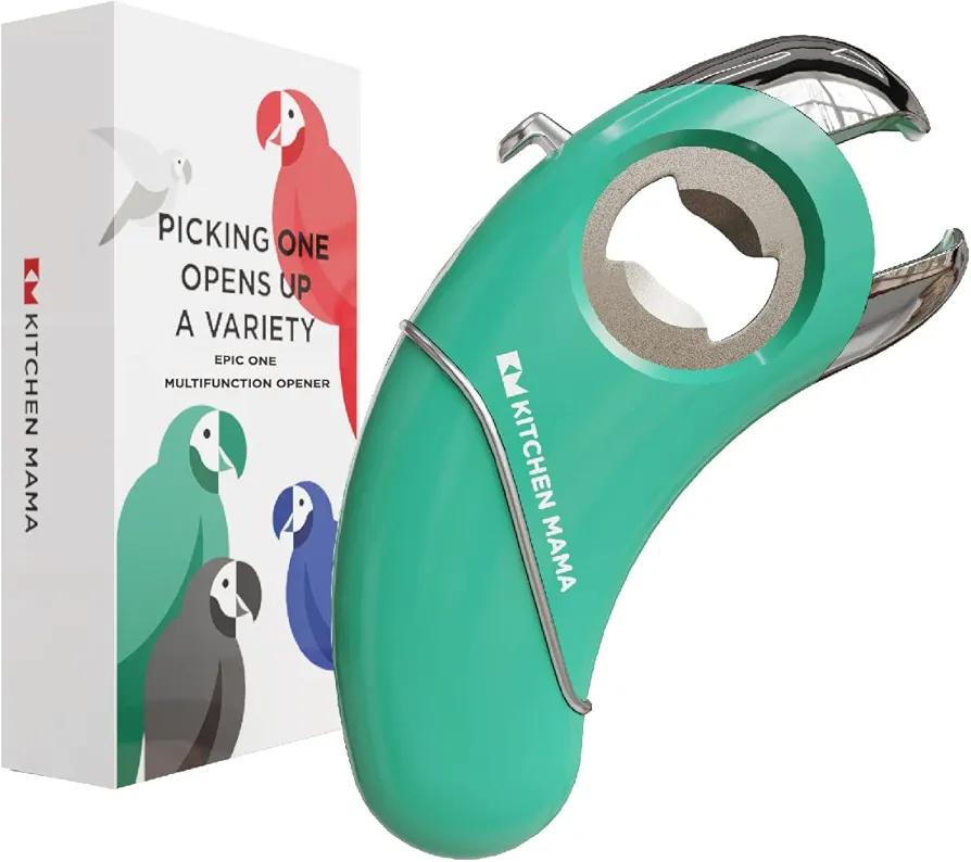 Kitchen Mama Epic One Multifunction Opener: A Pick Ergonomic Opener- Magnetic Bottle Opener, Beer & Soda Can Opener, Pull Tab & Jar Opener for Weak Hands and Arthritis (Teal)