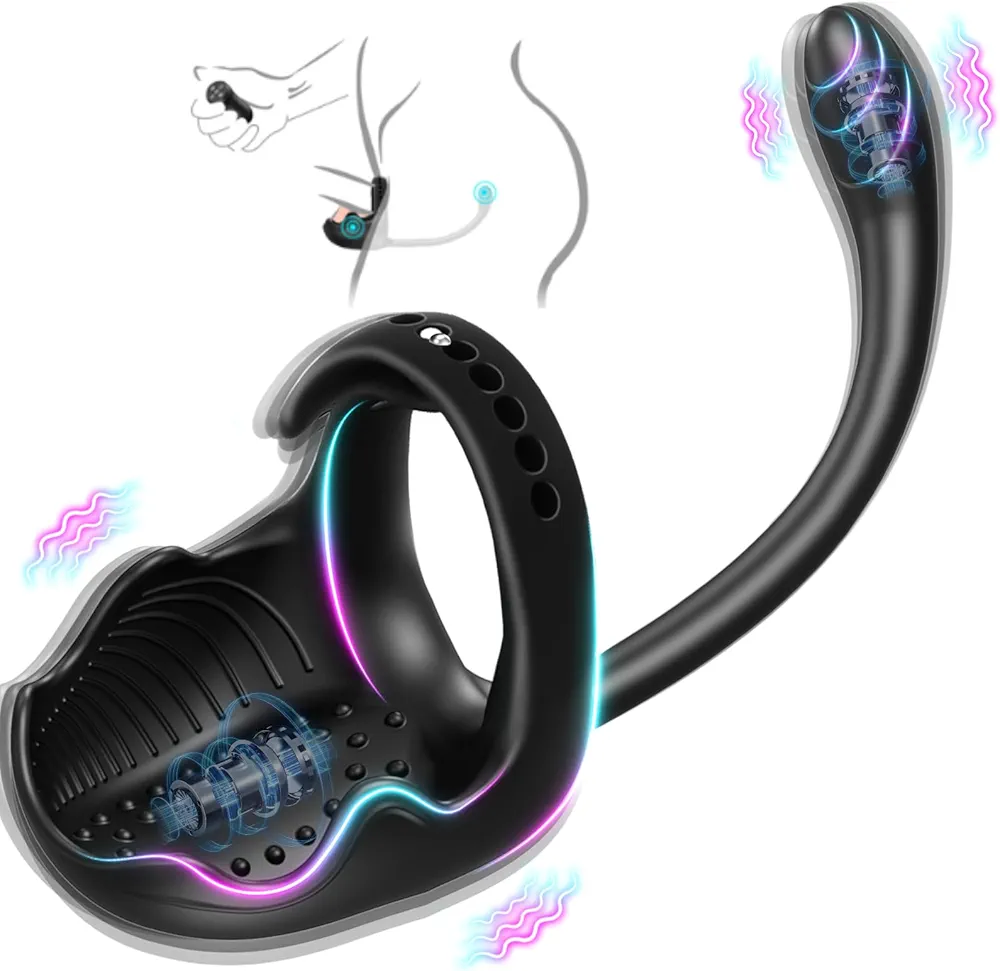 Vibrating Cock Ring Sex Toys for Men - Prostate Massager Testicles Toys Male Vibrator, Remote Control Adult Anal Sex Toys Vibrating Butt Plug, Silicone Penis Ring Vibrators Erection Ball Stimulator