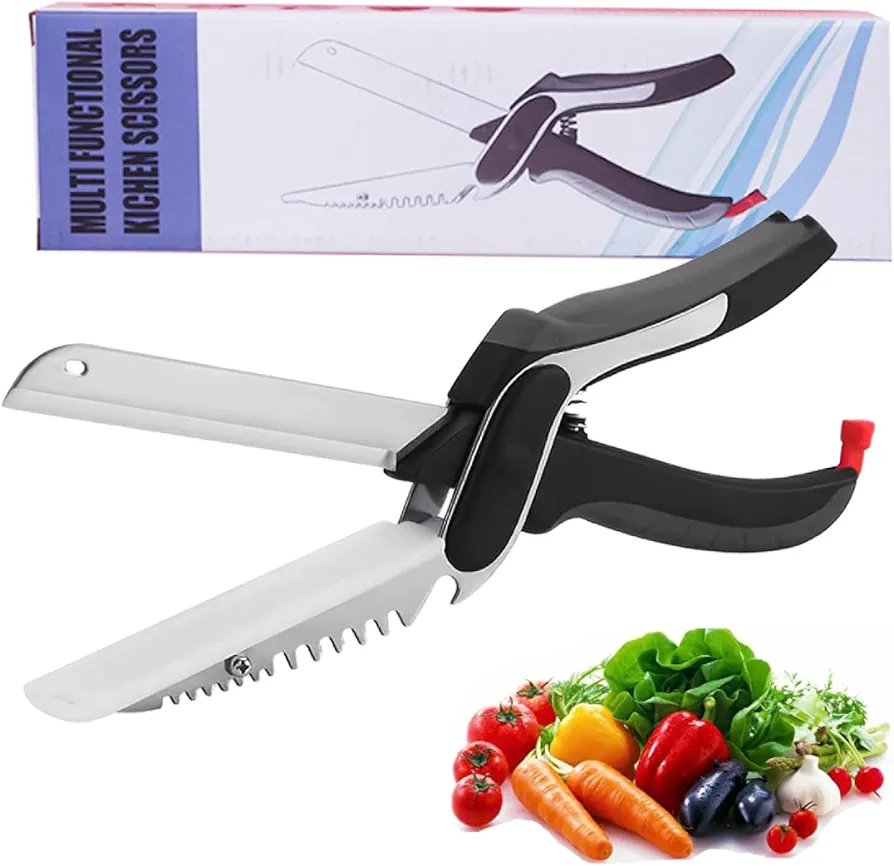 Vegetable Cutter, Kitchen Scissors All Purpose for Cutting Meat,Vegetable,Fruit,Salad,Chicken,Sharp Heavy Duty Shears with Cutting Board,Dishwasher Safe,Food Scissors Veggie Chopper Kitchen Gadgets