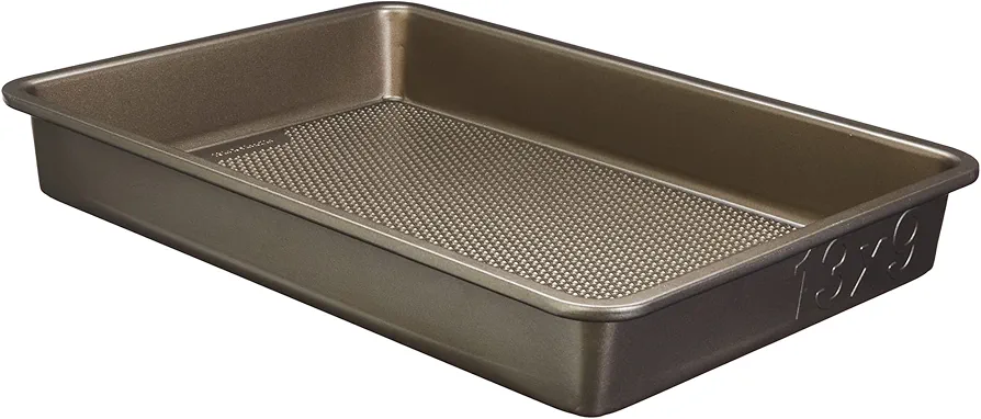 GoodCook Sweet Creations Textured Nonstick Medium Sheet Cake Pan, 13" x 9" x 2", Champagne Pewter