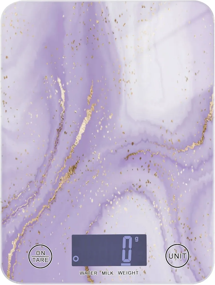 MNSRUU Food Kitchen Scale, Lavender Purple Marble Digital Food Scale, Kitchen Scales for Weight Loss/Baking/Cooking, Digital Weight Scale for Food Ounces and Grams