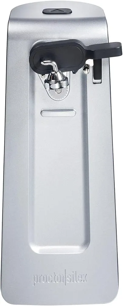 Proctor Silex SureCut Electric Automatic Can Opener for Kitchen with Stainless Steel Blade, Twist-off Easy-Clean Lever, Cord Storage, Extra Tall, Silver (75225)