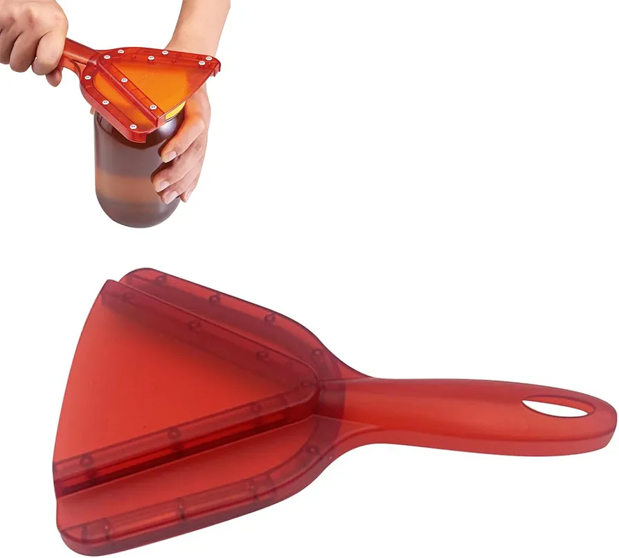 Multi Function Can Opener,Easy Twist Off Bottle Caps,Jar Opener Adjustable Labor-Saving Manual Can Opener for Arthritic Hands (Red)