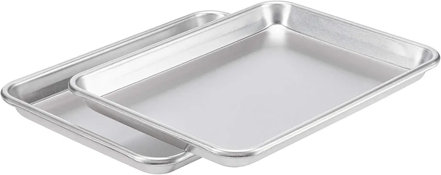 AmazonCommercial Aluminum Baking Sheet Pan, 1/4 Sheet, 12.9 x 9.6 Inch, Pack of 2