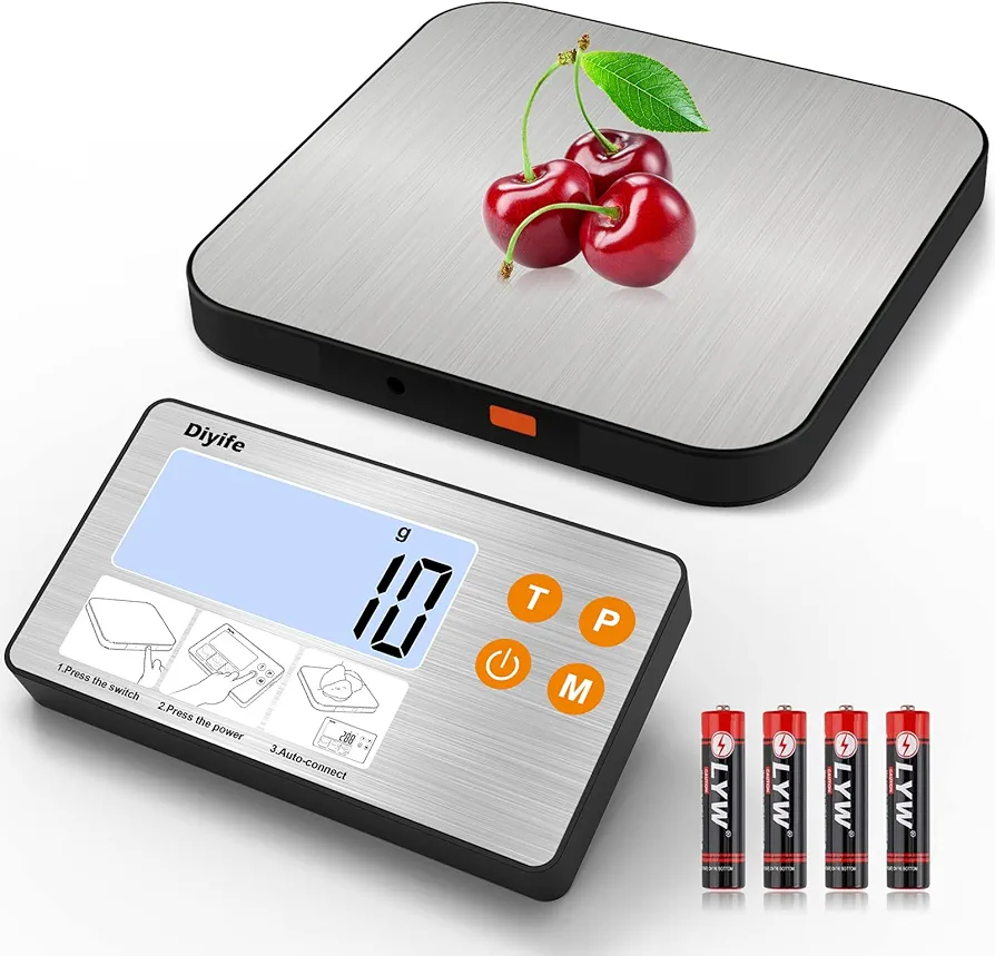 33lb Kitchen Scale with Separate LCD Display, Diyife Digital Food Scale, Large Magnetic LargeLCD Display, 7 Units, Auto Shut-Off, Tare Function, Ultra-Slim Stainless Steel for Baking, Cooking, Coffee