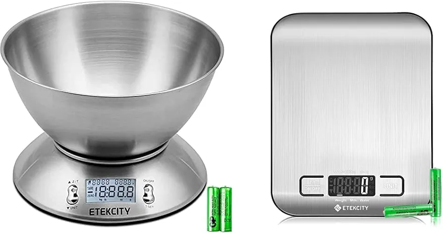 Etekcity Food Kitchen Scale with Bowl (2.06 QT) and Etekcity Food Scale, Digital Kitchen Scale, 304 Stainless Steel