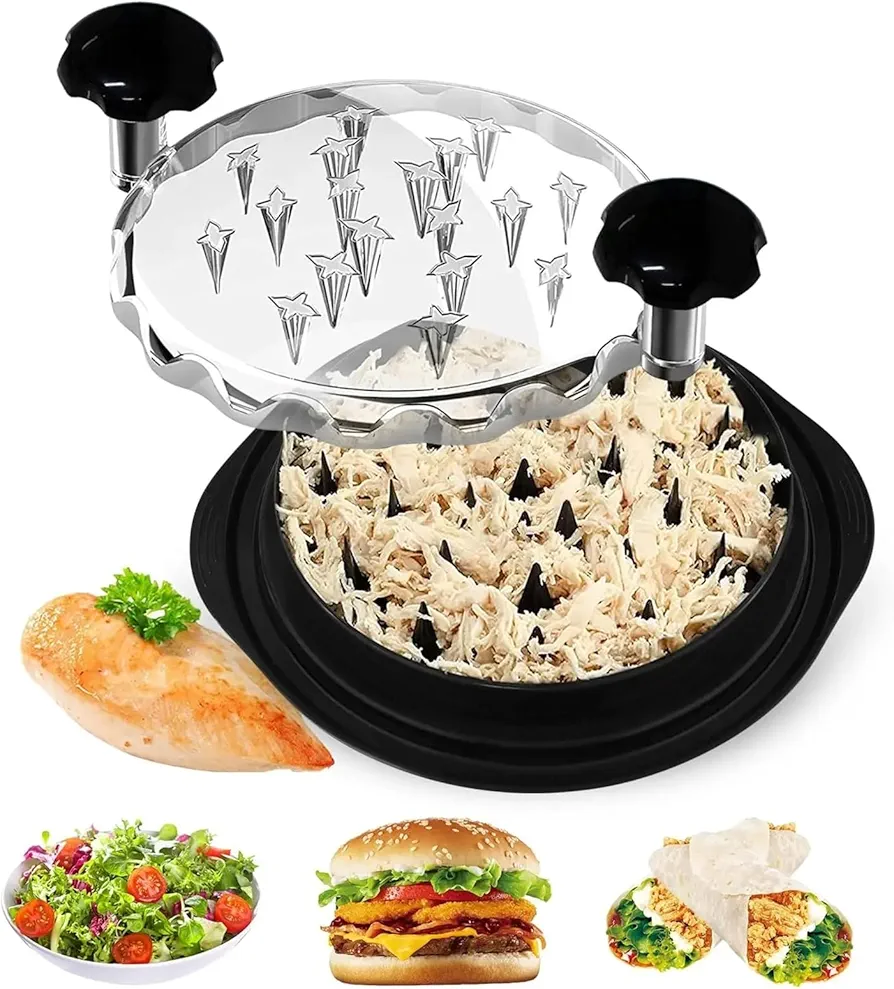Chicken Shredder Tool Twist, Chicken Breast Shredding Tool Twist with Transparent Cover, Handheld Twist Meat Storming Shredder, Meat Shredder Twist Tool for Pork Beef Chicken Black