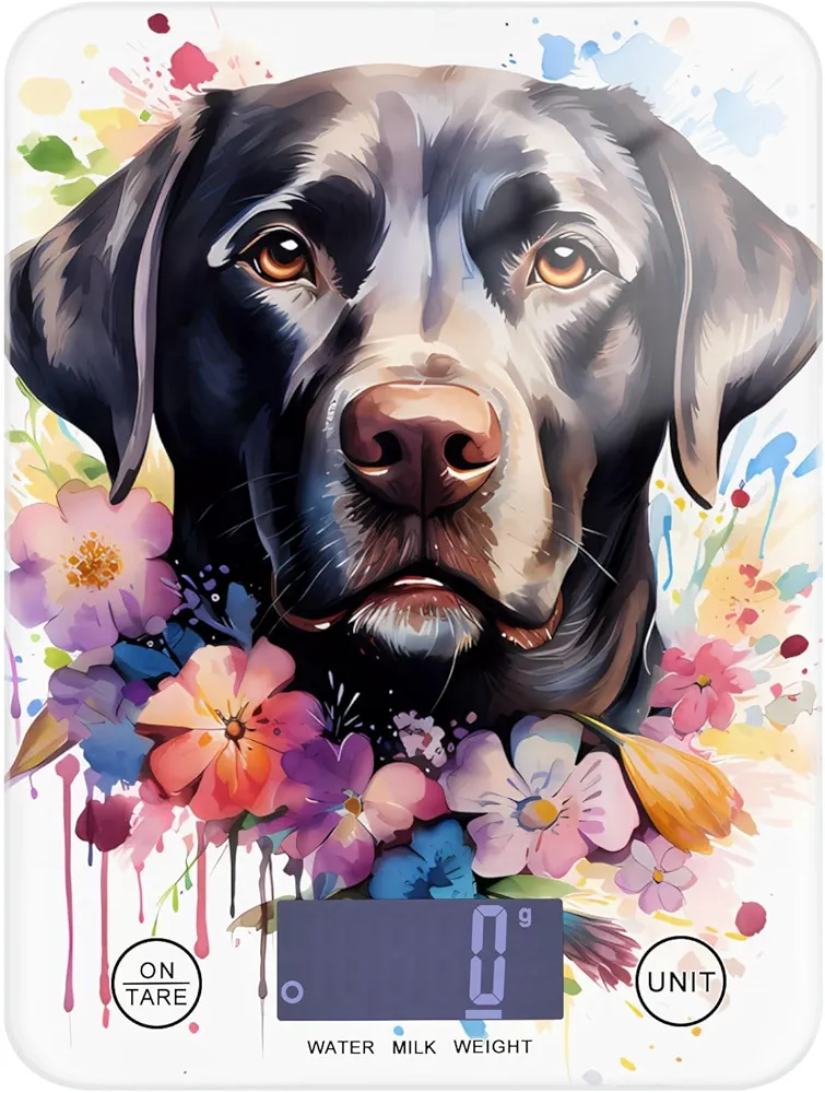 MNSRUU Food Kitchen Scale, Cute Dog and Flowers Digital Food Scale, Kitchen Scales Digital Weight Scale for Food Ounces and Grams