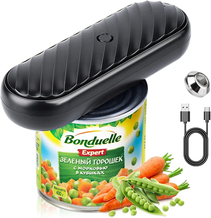 Rechargeable Electric Can Opener, Removable and Replaceable Blade, Smooth Edge, Automatic Can Opener for Kitchen Arthritis and Seniors, Best Kitchen Gadget for Almost Size Can-Black