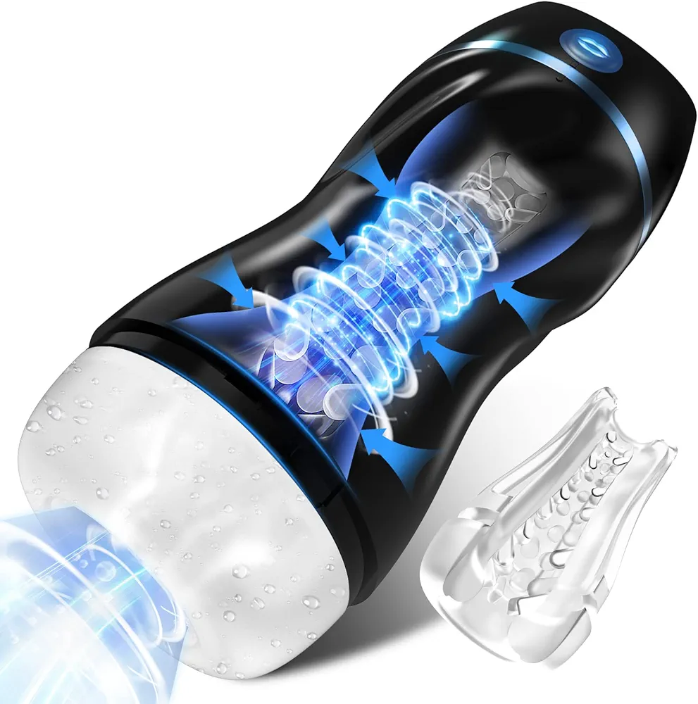 EINSEO Automatic Sucking Male Masturbators - Upgraded 7 Vibration & Suction Hands Free Pocket Pussy Male Stroker with 3D Realistic Textured, Blowjob Toy Mens Adult Male Sex Toys for Men Sex Machine