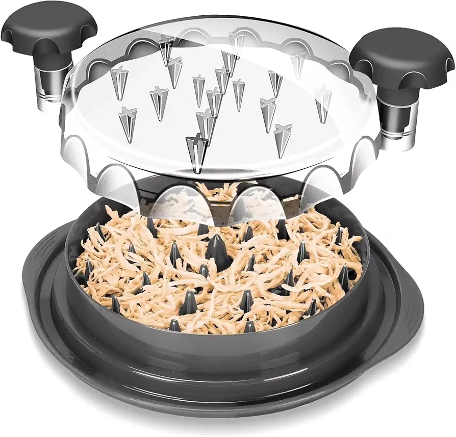 2024 New Round Plastic Manual Cooked Pork Shred Meat Shredders Bbq Tool Non Slip Chicken Shredder For Kitchen (Black)