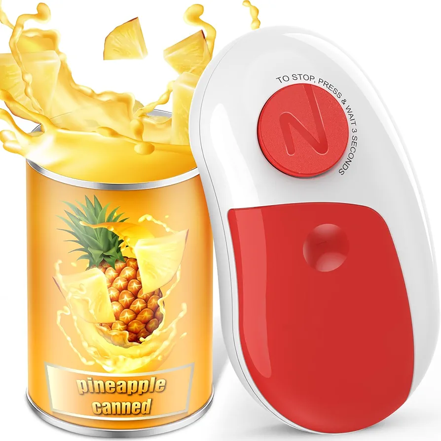 One Touch Battery Operated Electric Can Opener Fits All Size Can With Smooth Edge, Hands Free Electric Can Openers for Kitchen, Kitchen Gadgets Electric Can Opener for Seniors, Arthritis and Chef