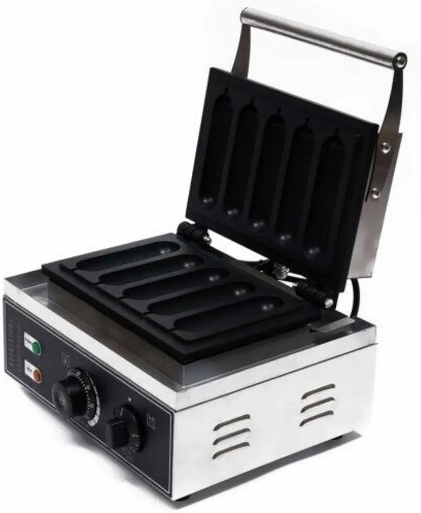 1550W Commercial Electric Waffle Maker Machine, 5 Pcs Hot Dog Waffle Maker Baker Non-Sticky Sausage Maker 110V Sausage Roller For Grill With Extra Long Mini Waffle Maker Smart Control Panel