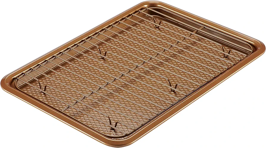 Ayesha Curry Nonstick Bakeware Set with Nonstick Cookie Sheet / Baking Sheet and Cooling Rack - 2 Piece, Copper Brown