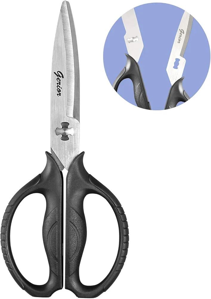 Food Scissors - Stainless Steel Kitchen Shears for Food, Chicken, Meat, Vegetables & Herbs (Black)