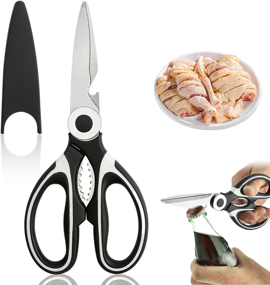 Heavy Duty Kitchen Scissors, 2024 Upgrade All Purpose Kitchen Shears Heavy Duty Sharp Scissors, Stainless Steel Utility Cooking Shears Kitchen Gadgets for Cutting Meat Food Fish Poultry (1)