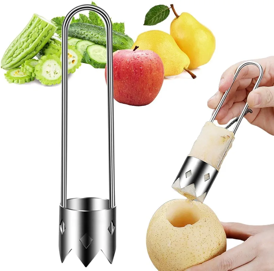 Red Bell Pepper Seed Corer, Apple Corer 304 Stainless Steel Fruit & Vegetable Corer, 2024 Upgraded Stainless Steel Fruite Corer Red Bell Peppers Cutter Pepper Seed Remover Tool (1Pcs)