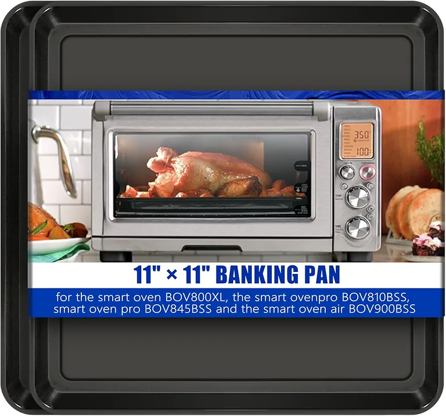 2 Pack 11" × 11" Professional Baking Sheet, Toaster Oven Accessories, Replacement Toaster Oven Pans for Smart Oven Pro BOV810BSS, Smart Oven Pro BOV845BSS and The Smart Oven Air BOV900BSS,BOV800XL
