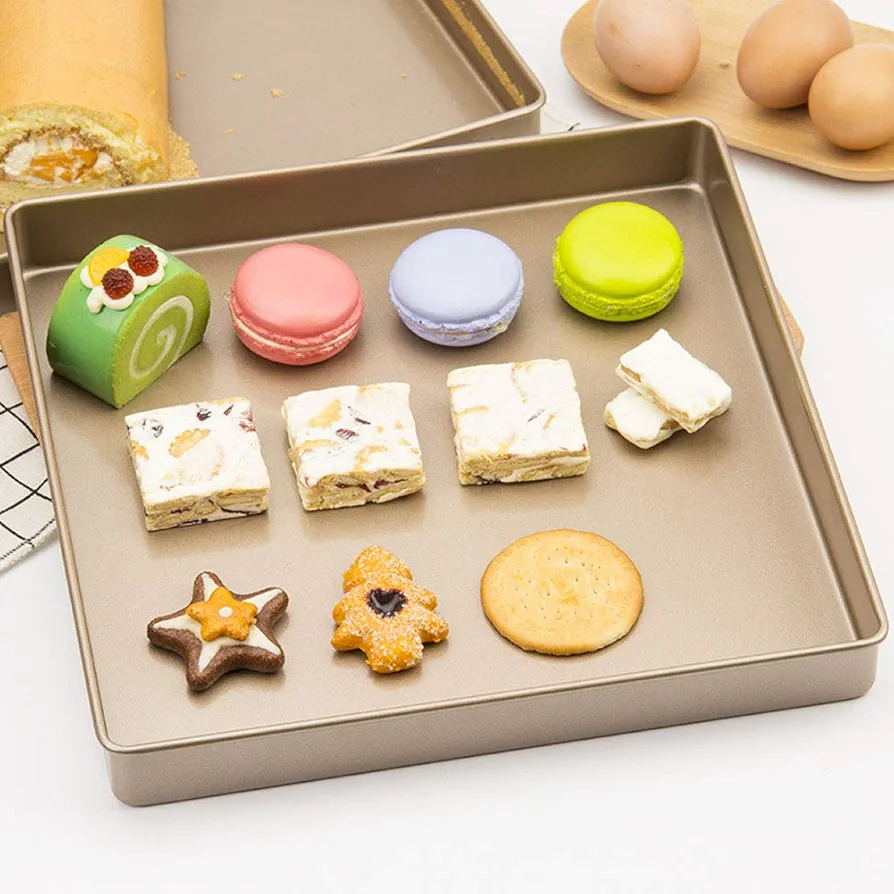 Baking Pan 28x28x3cm Gold Aluminum Alloy Shape Non Stick Baking Tray Bread Pizza Tray Cookie Sheet Baking Tool