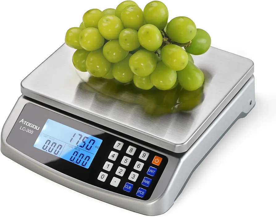 30kg/66lb Large Digital Kitchen Scale Food Scale with Price Computing, Stainless Steel Scale and LCD Display for Baking, Cooking Meat, Counting Coins DT580