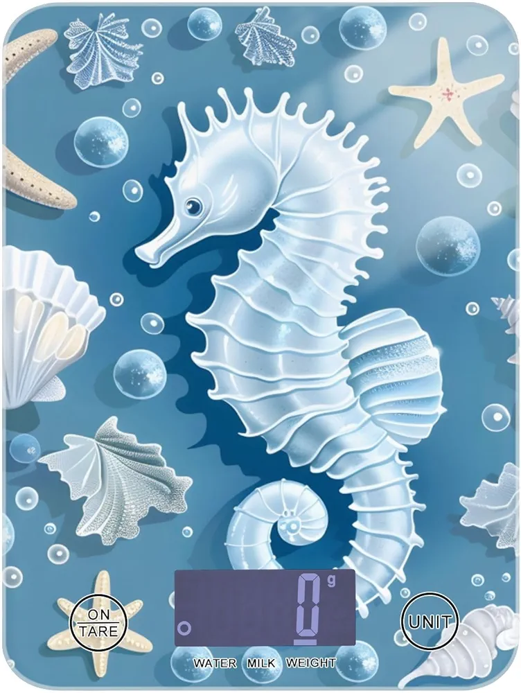 MNSRUU Food Kitchen Scale, Seahorses and Shells Digital Food Scale, Kitchen Scales Digital Weight Scale for Food Ounces and Grams