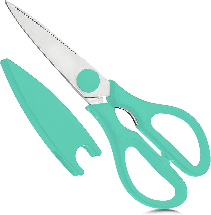 Rainspire Premium Kitchen Scissors All Purpose Heavy Duty Kitchen Shears for Food, Dishwasher Safe, Protective Sheath, Stainless Steel, Mint Green