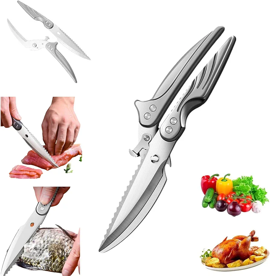 Kitchen Scissors,Kitchen Shears,Heavy Duty Detachable Bone Cut Scissors, All-purpose Scissors,Sharp Kitchen Shears for Food, Fish, Meat, Bones, Poultry and Vegetables,10 Inch Household Scissors (A)