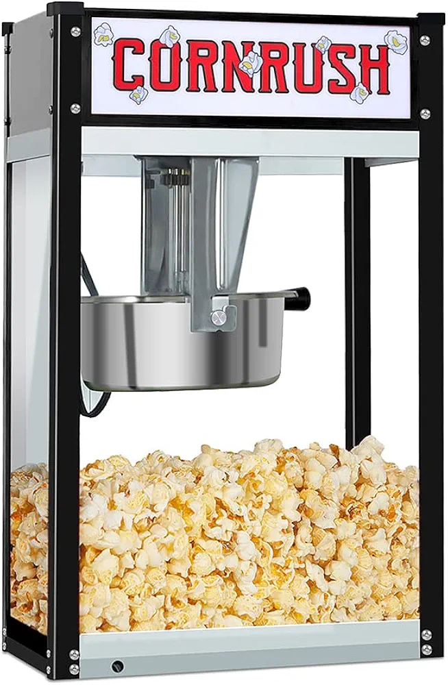 Popcorn Machine Movie Theater Style Tabletop Popcorn Popper Machine 8 Ounce for Home Old Fashioned Halloween Christmas Gift, Black