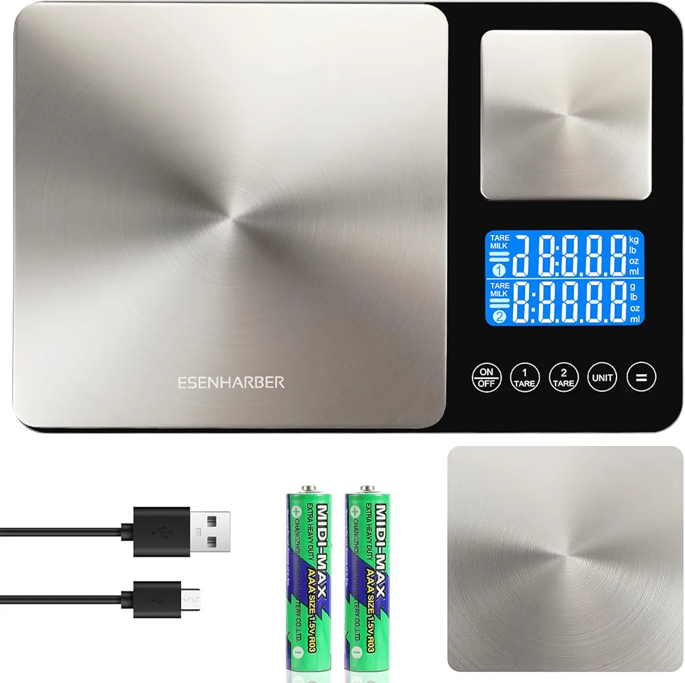 Kitchen Scale, Food Scale, Dual Platform 11-Pound Capacity and Precision 16oz Measurement, Food Scales for Kitchen, with 3xAAA Batteries Included