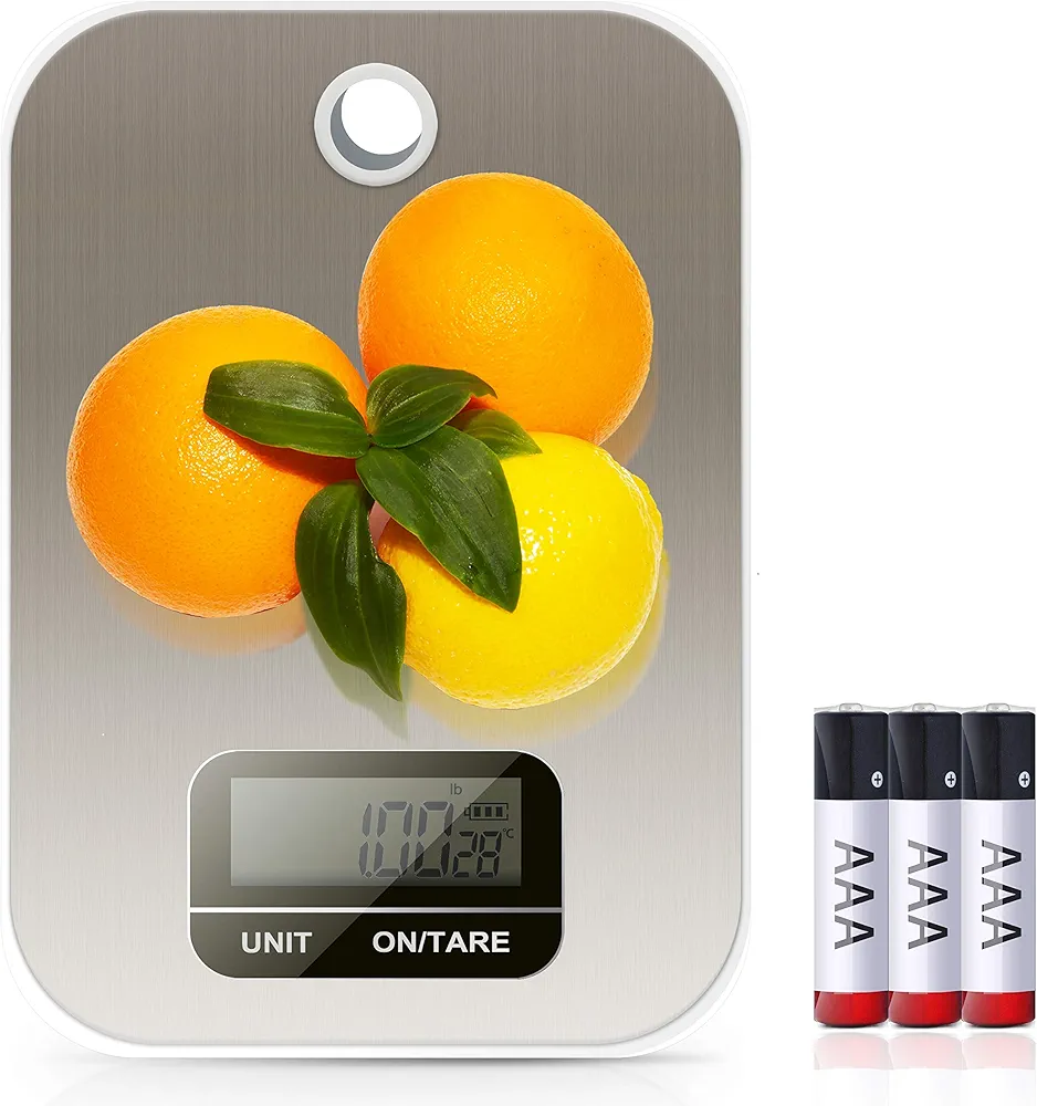 Food Scale, Hangable Digital Kitchen Weight Grams and Ounces for Baking and Cooking, 1g Division, Stainless Steel