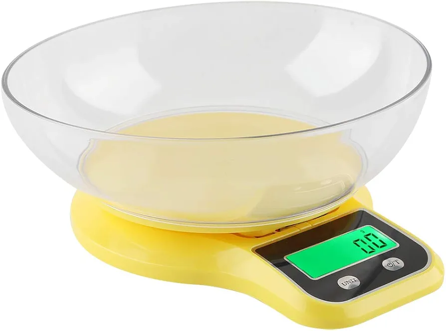 Food Scale with Bowl B21LW,Digital Food Scale with LCD Display Food Scale Kitchen Food Scale Digital Cooking Multifunction Weight Scale with Bowl (Yellow)