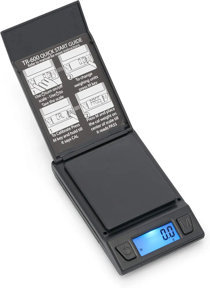 Fast Weigh Series TR-600 Digital Pocket Size Scale with Expansion Tray, 600gm Capacity
