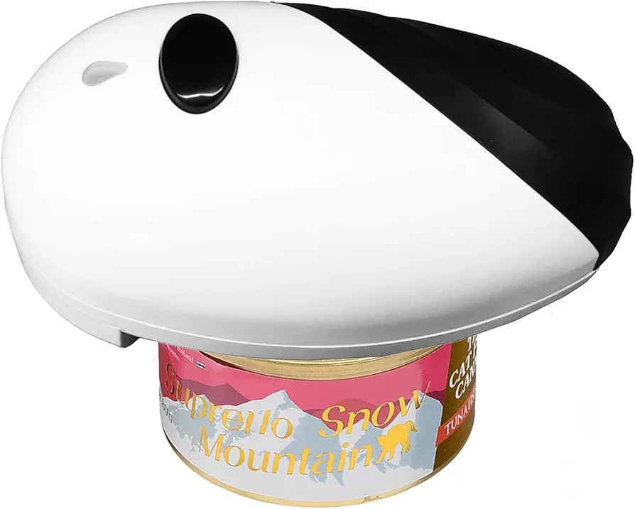 Electric Can Opener For Kitchen One Touch Automatic Can Opener Electric for Any Size Can Hands Free Battery Operated Can Opener For Seniors Arthritis Smooth Edge Portable Food-Safe (Black&White)