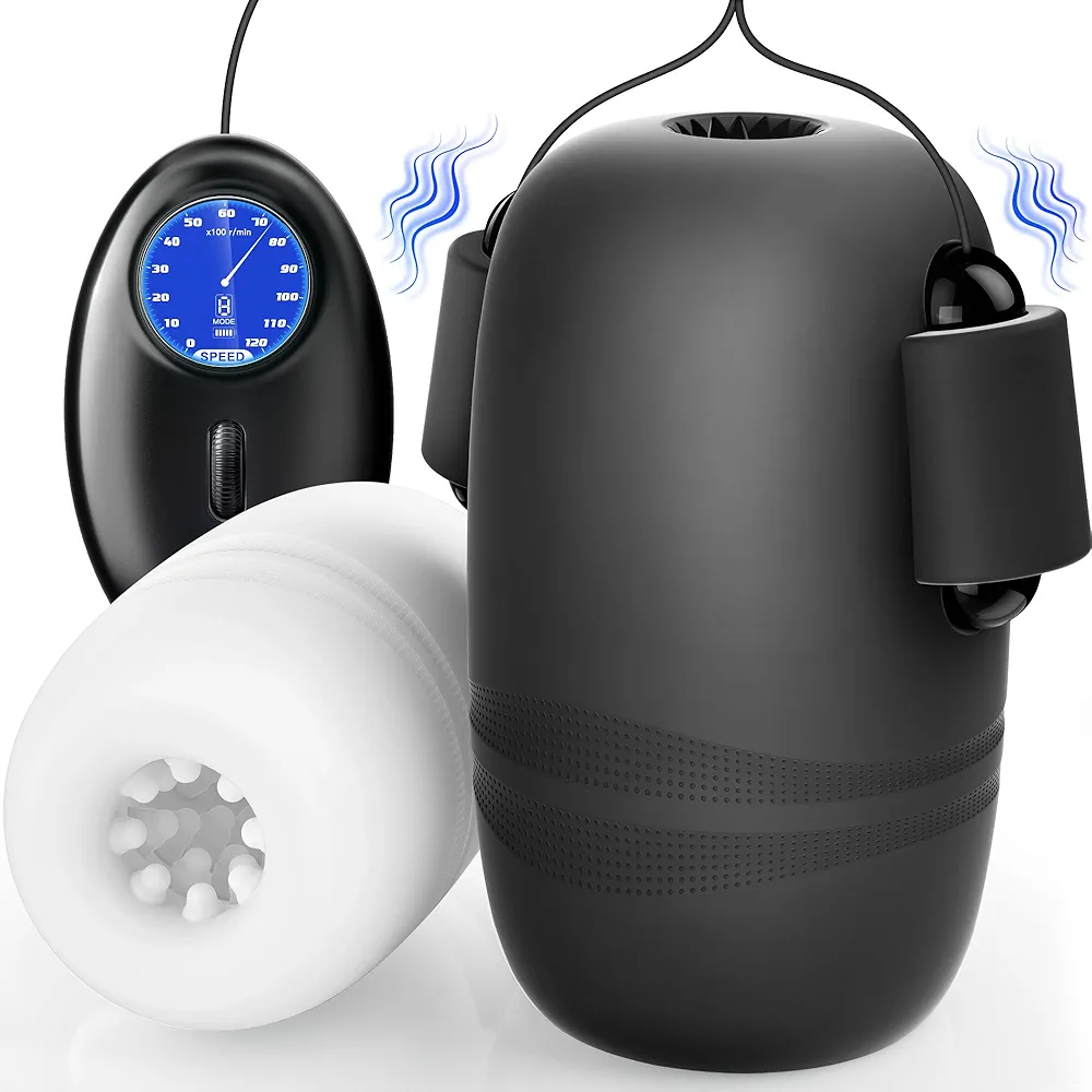 EORONE Male Sex Toys for Men - 6IN1 Male Masturbator 2 Pack Male Vibrator Penis Pump Stroker Pocket Pussy with CVT & Visual Controller, 8 Vibrating & 12 Frequencies Sex Toy, Mens Adult Sex Toys & Game