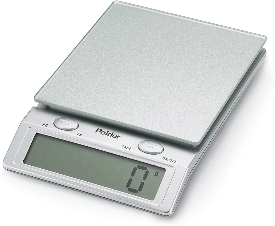 Polder Easy-Read Digital Glass Top Scale, 11-Pound (5 kg.) Capacity