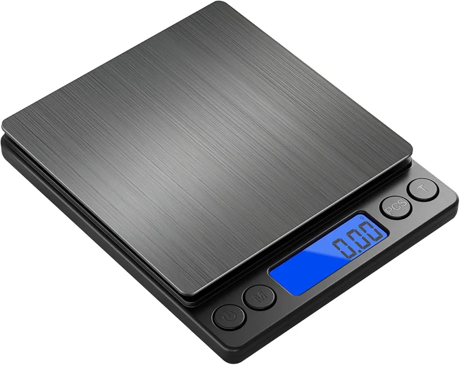 NEXT-SHINE Gram Scale, Weighs Up to 500g (0.01g), Mini Pocket Size Digital Coffee Espresso Scales with 2 Plastic Trays