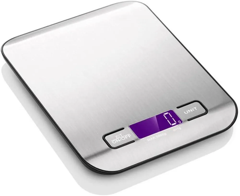 Food Kitchen Scale, Digital Grams and Ounces for Weight Loss, Baking, Cooking, Keto and Meal Prep, LCD Display,304 Stainless Steel (10kg/1g,Purple)