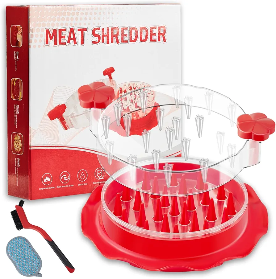 Chicken Shredder,Chicken Breast Shredder Tool Twist,Transparent Lid,Large Meat Shredder Machine - Ergonomic Handle,Dishwasher Safe,Anti-slip,Cleaning Brush,Heat Resistant,BPA Free