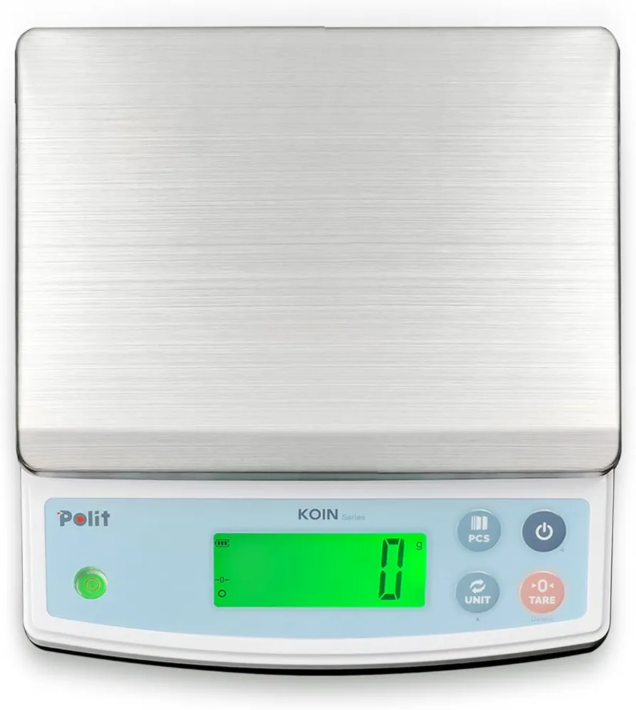 Polit Food Kitchen Scale KOIN, 40lb/18Kg Digital Kitchen Scale Grams Ounces 1g/0.04oz Accuracy, LCD Display, Rechargeable, 5 Weight Unit (with Power Adaptor)