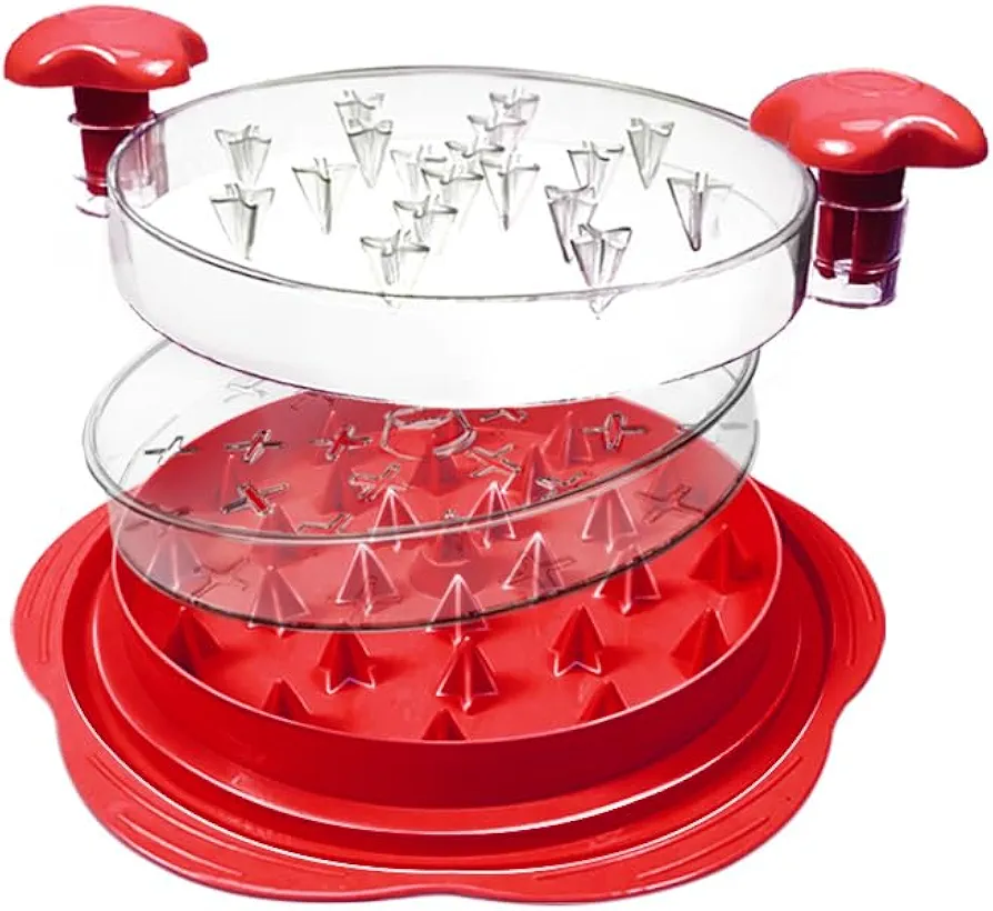 Upgrated Chicken Shredder, Quick 3 Layer Kitchen Chicken Breast Shredder Tool Twist, Meat Grinder Tool for Effortless Smashing, Transparent Lid, Easy to Use with Non-Slip Design RED