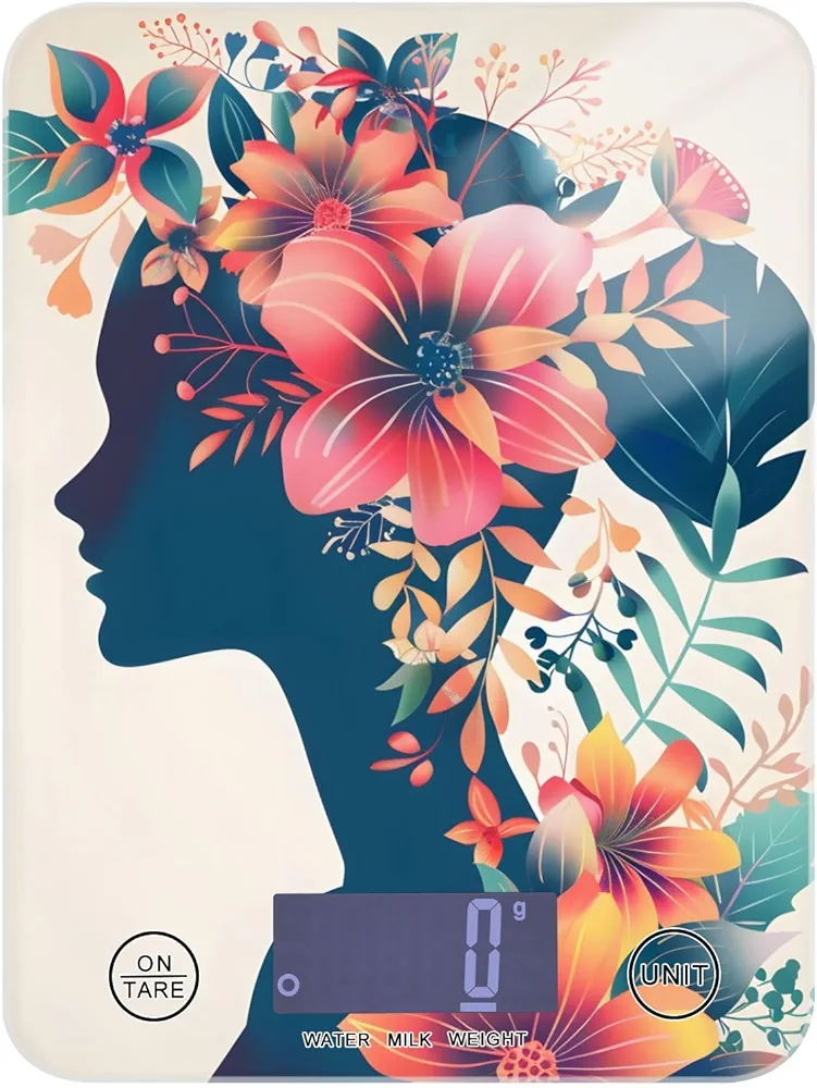 MNSRUU Food Kitchen Scale, Illustration of Girls and Flowers Digital Food Scale, Kitchen Scales Digital Weight Scale for Food Ounces and Grams