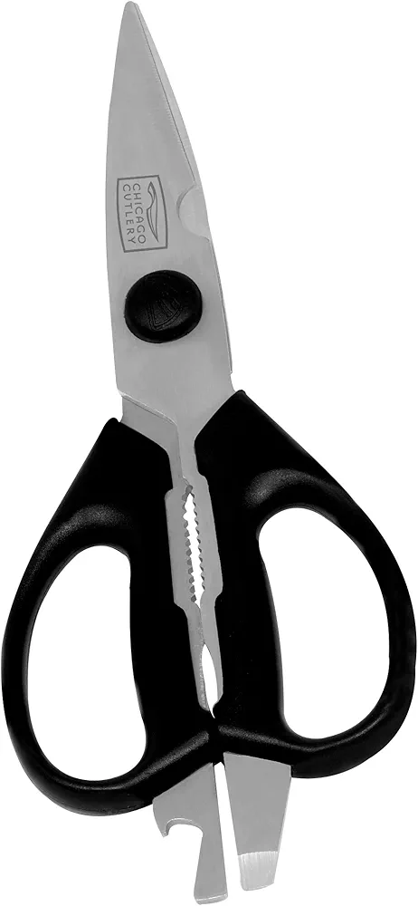 Chicago Cutlery Deluxe Multipurpose Stainless Steel Kitchen Shears with Built-In Bottle Opener, For Left and Right Handed Users, Resists Rust, Stains, and Pitting, Kitchen Scissors