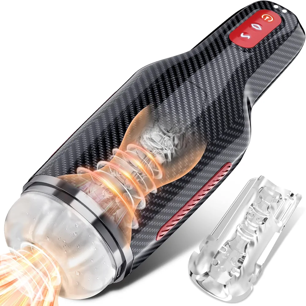 Automatic Sucking Male Masturbator - Upgraded Heating Adult Male Sex Toys for Men with 5 Sucking & 10 Vibrating Modes, Hands Free Pocket Pussy Male Stroker 3D Realistic Textured, Blowjob Sex Machine