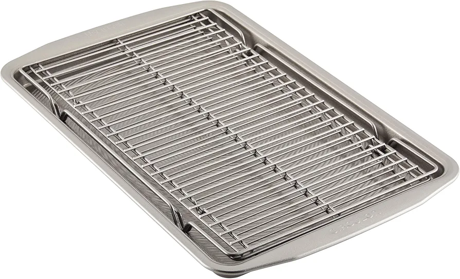 Circulon Bakeware Baking Sheet/Cookie Pan and Cooling Rack Set, 3 Piece, Gray
