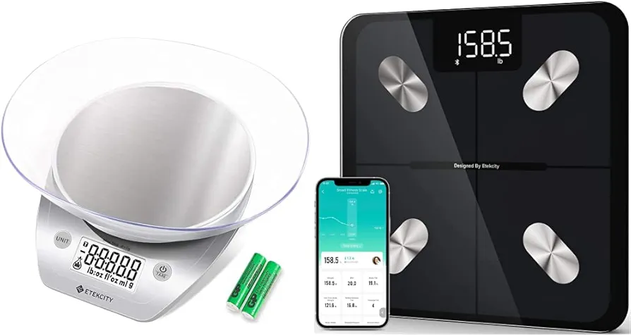 Etekcity Food Scale, 11lb/0.1g and Etekcity Smart Scale Digital Weight and Body Fat