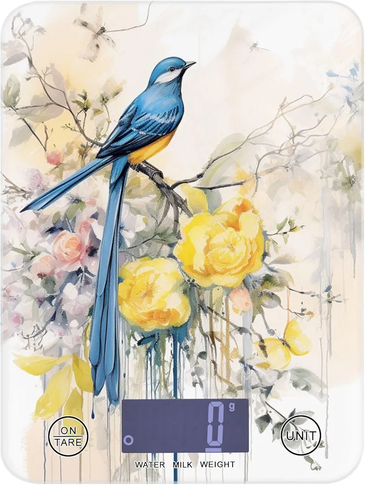 MNSRUU Food Kitchen Scale, Flowers and Birds Digital Food Scale, Kitchen Scales Digital Weight Scale for Food Ounces and Grams