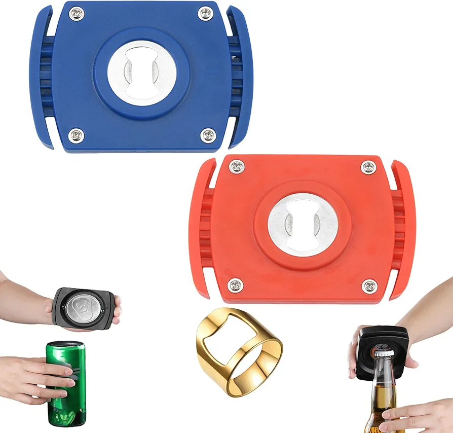 Soft Edge Soda Can Opener,Can Top Remover,Drop Top Can Opener,Can Cutter Top Remover, Soda Can Opener Tool (Red+Blue)